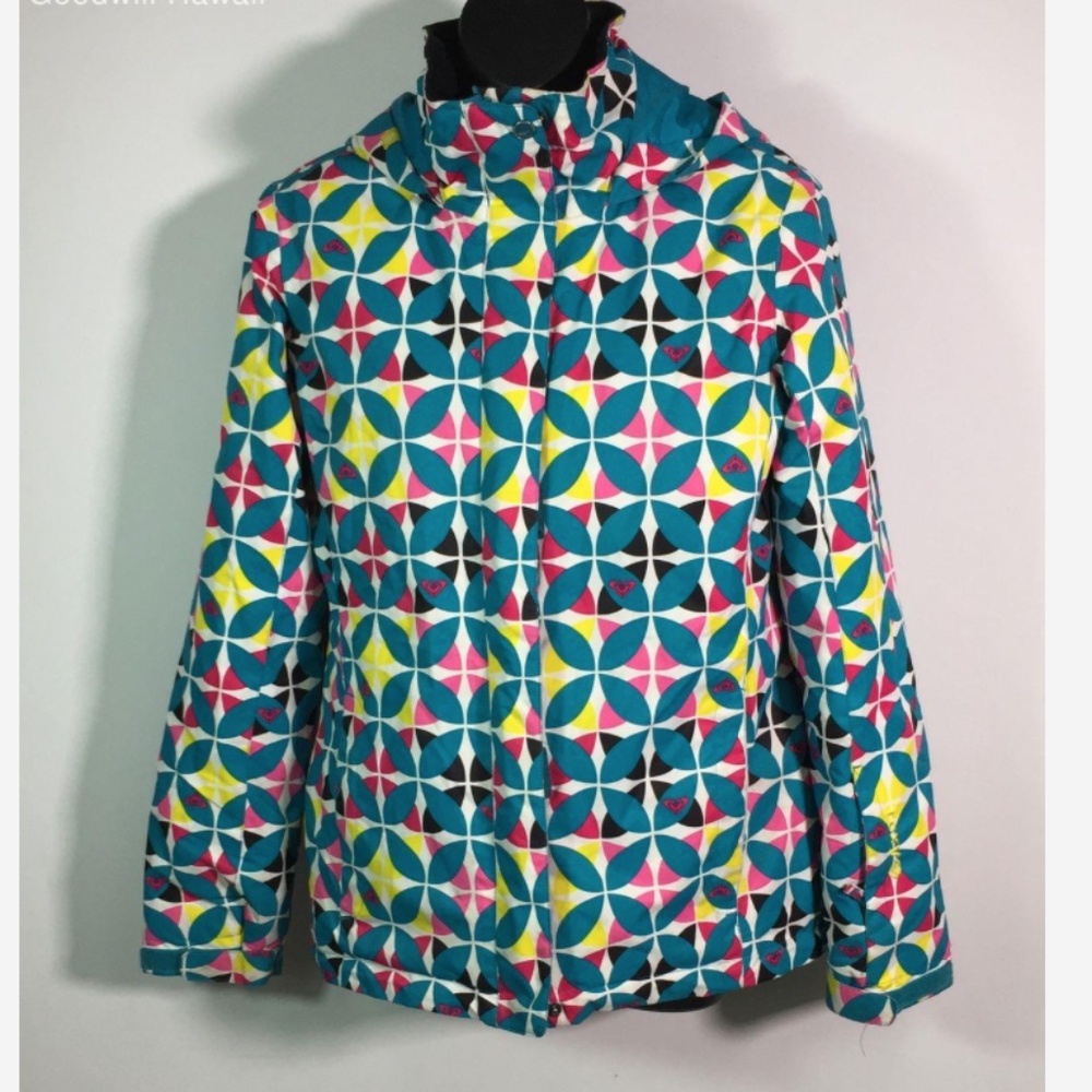 Roxy Multicolor Puffer Ski  Winter Coat / Jacket for Girls - Size 14